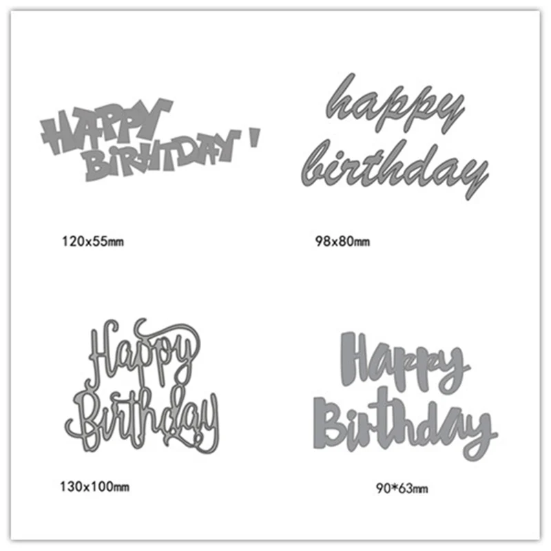 

Happy Birthday Metal Steel Cutting Dies for DIY Embossing Paper Craft Album Scrapbook English Words Stamps Stencil Dies New 4pcs