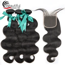 Красивые королевские волосы перуанские Виргинские волосы объемная волна 3 шт пучки с кружевом Закрытие 4x4 часть необработанные волосы наращивание