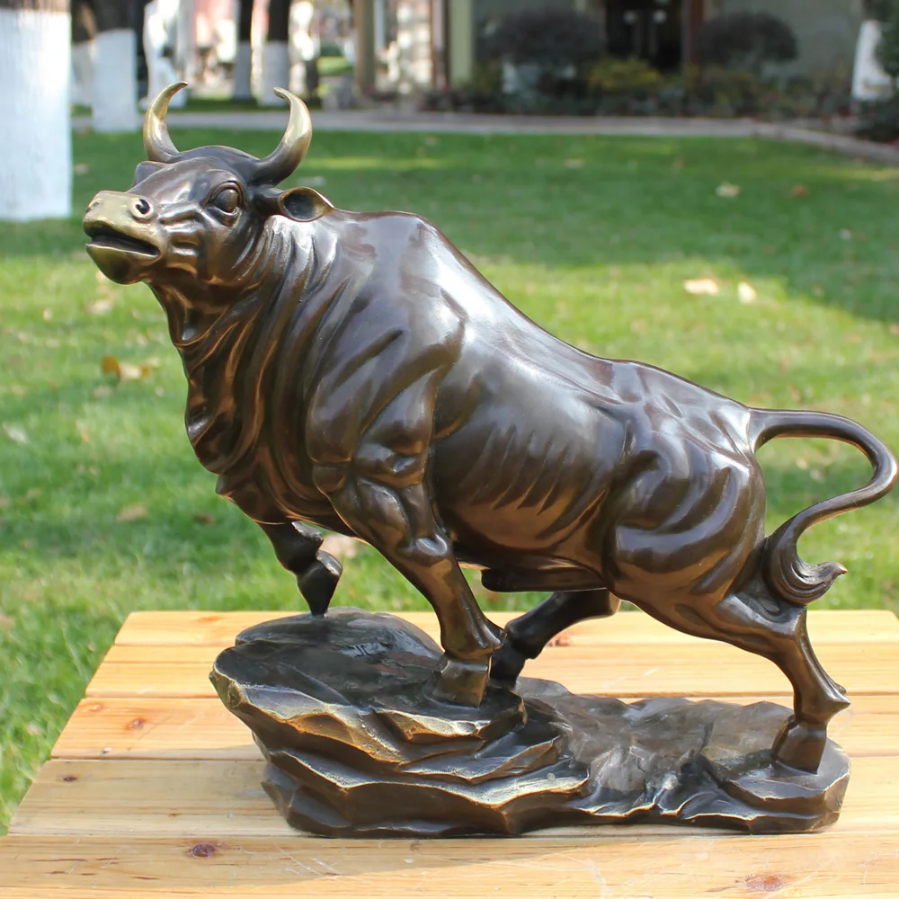 Animal copper sculpture Cattle art home Bull cattle decoration