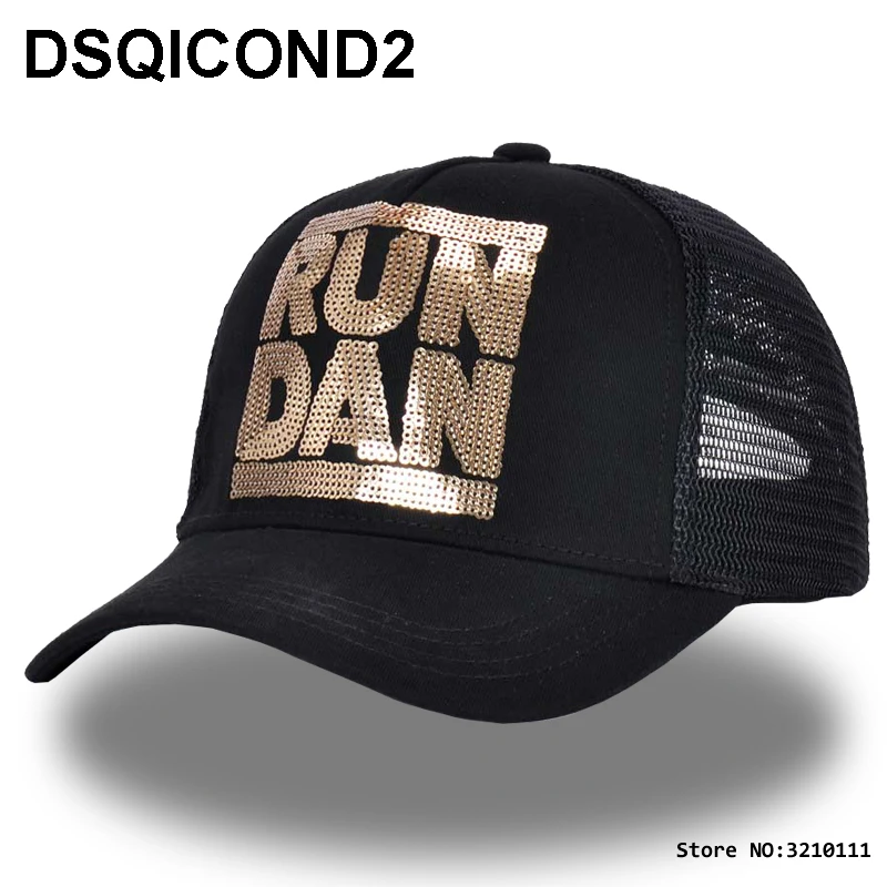 

DSQOCOND2 DSQ Brand Summer Mesh Baseball Cap RUN DAN Letter Flash chip For Women Men Snapback Hat Cap Adjustable Sport Dad Hat