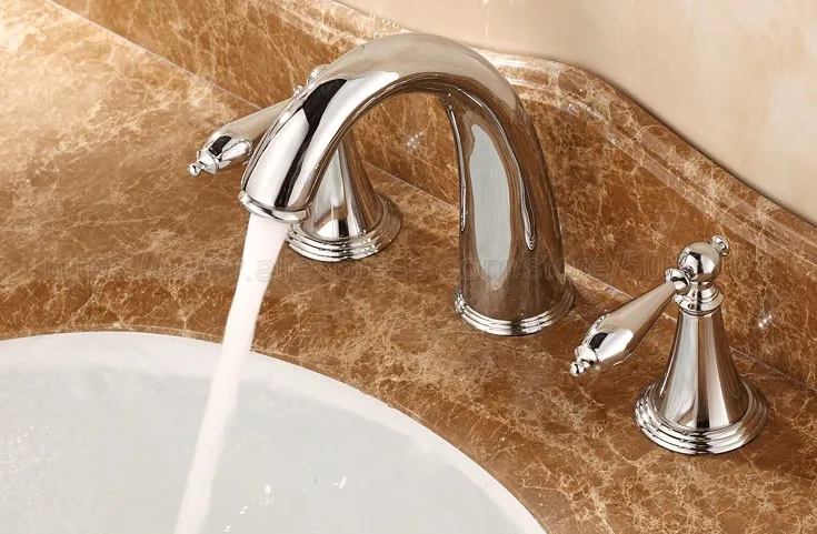 Bathroom Chrome faucet for hot and cold Mixer tap Sink faucet Double handle 3 hole bathroom basin faucet znf083