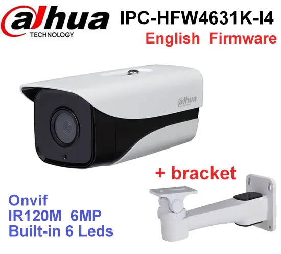 

Dahua IPC-HFW4631K-I4 Stellar Camera built-in 4Leds IR120M IP67 DH-IPC-HFW4631K-I4 outdoor cctv camera with bracket