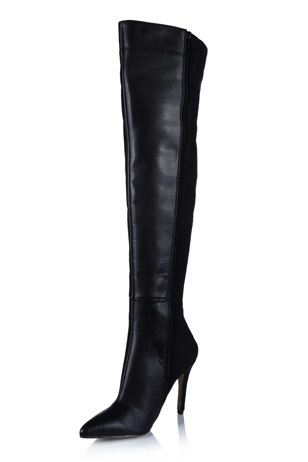 pointed toe stiletto heeled thigh high boots