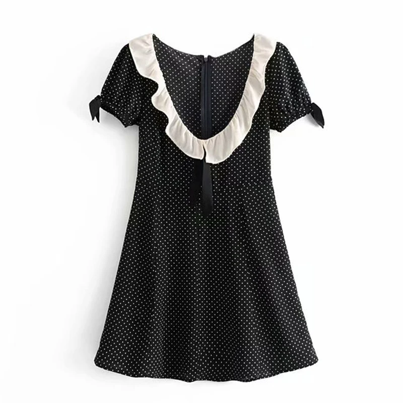 Women's Clothing Dress 2019 French Retro Dot Doll Collar With Lace Up Dress Ms Summer Street Sexy Slim Fit Temperament Clothing