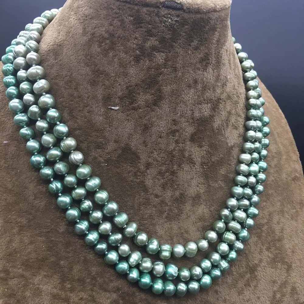 Зеленый пресноводный жемчужный картофель эффектное ожерелье для женщин Камея Королева Застежка ручной работы