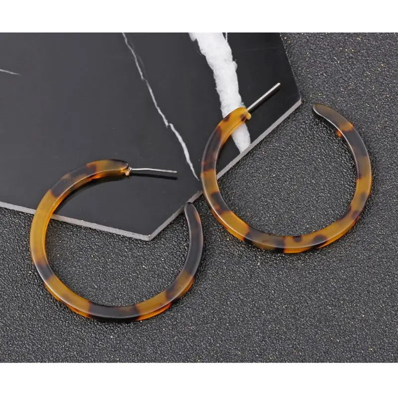 

Acrylic Marbled Earring Leopard Round Hoop Earrings Women Tortoise Shell Jewelry W2952001