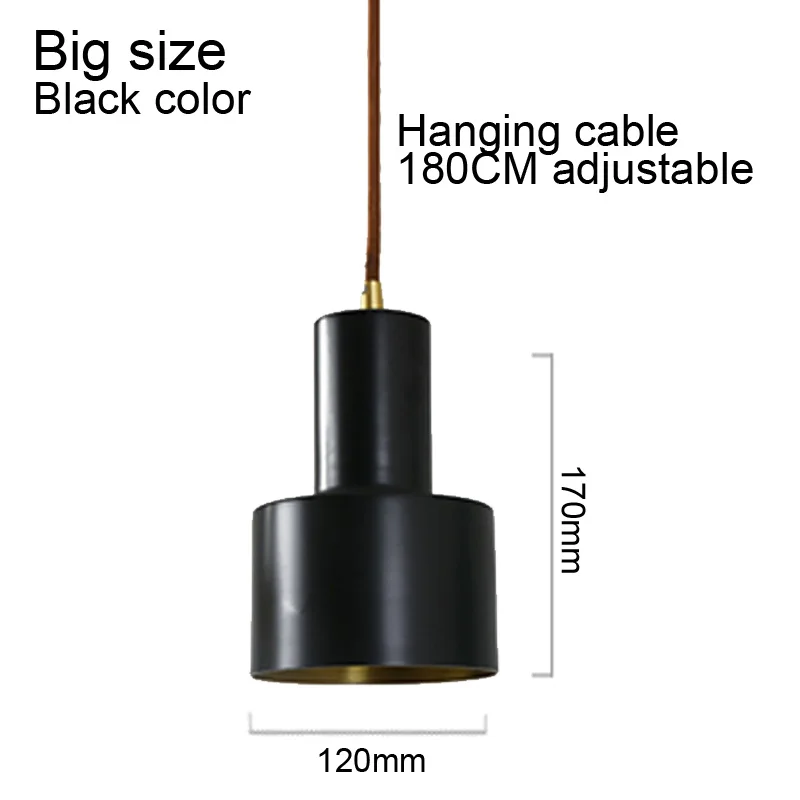 Европейский скандинавский небольшой медный латунный подвесной светильник, светодиодный современный подвесной светильник золотого цвета, светильник для спальни, столовой, светодиодный подвесной светильник - Цвет корпуса: Black big size