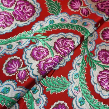 

Red background Flowers ethnic minority Jinyun cloth / antique brocade fabric / cheongsam Mongolia