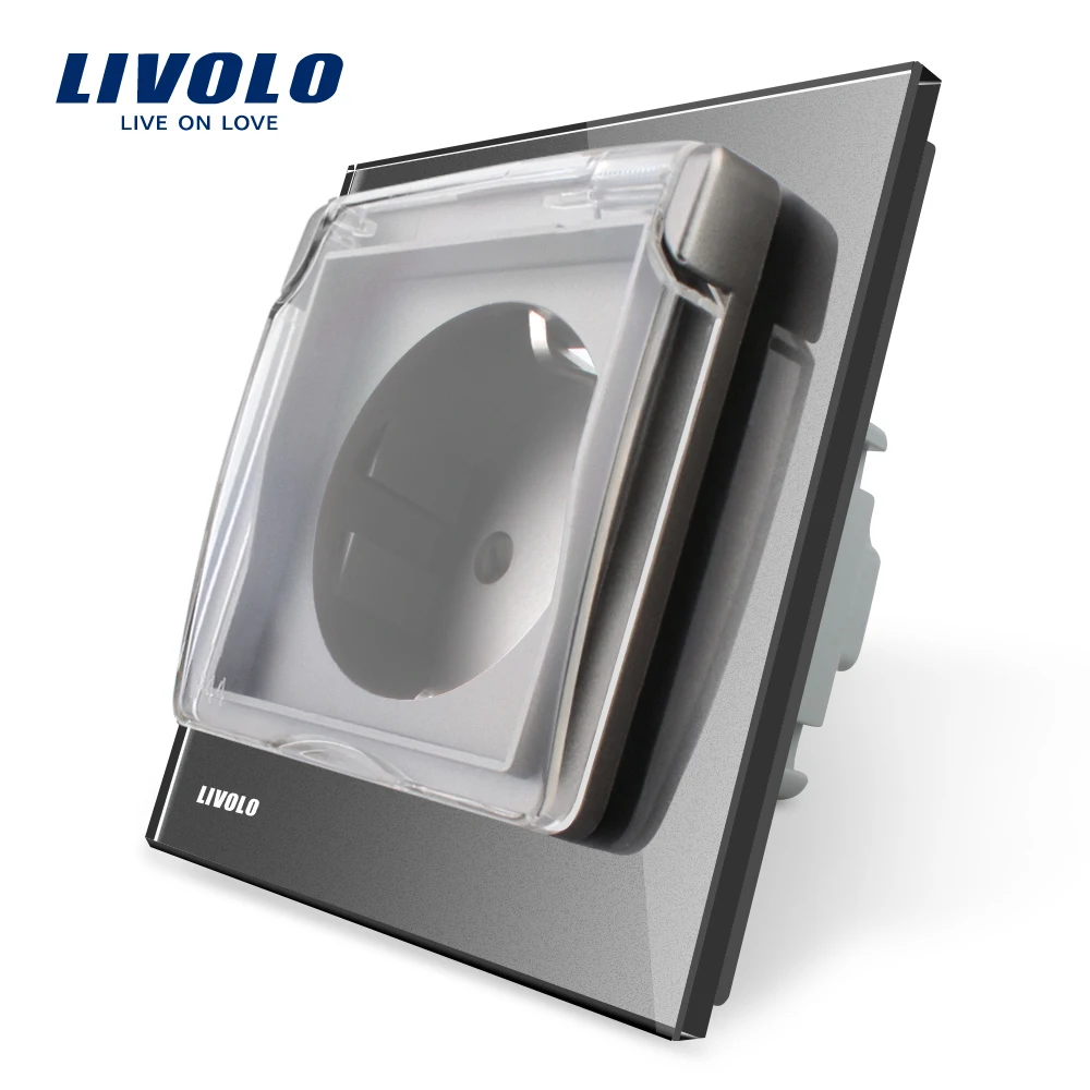 Najtaniej Livolo standard ue wodoodporna listwa sieciowa z 2 pinami, 4 kolory szlane Panel, AC110 ~ 250V 16A ścienna z wodoodporna pokrywa