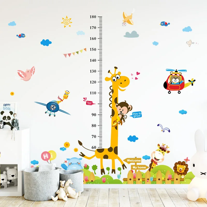 

new home decor 1.8 meters high wall stickers wallpaper kids baby cute cartoon baby child height wall roll paper kids animal