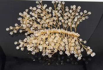 Wedding romantic gold crystal comb hair jewelry bridal hair accessories 1