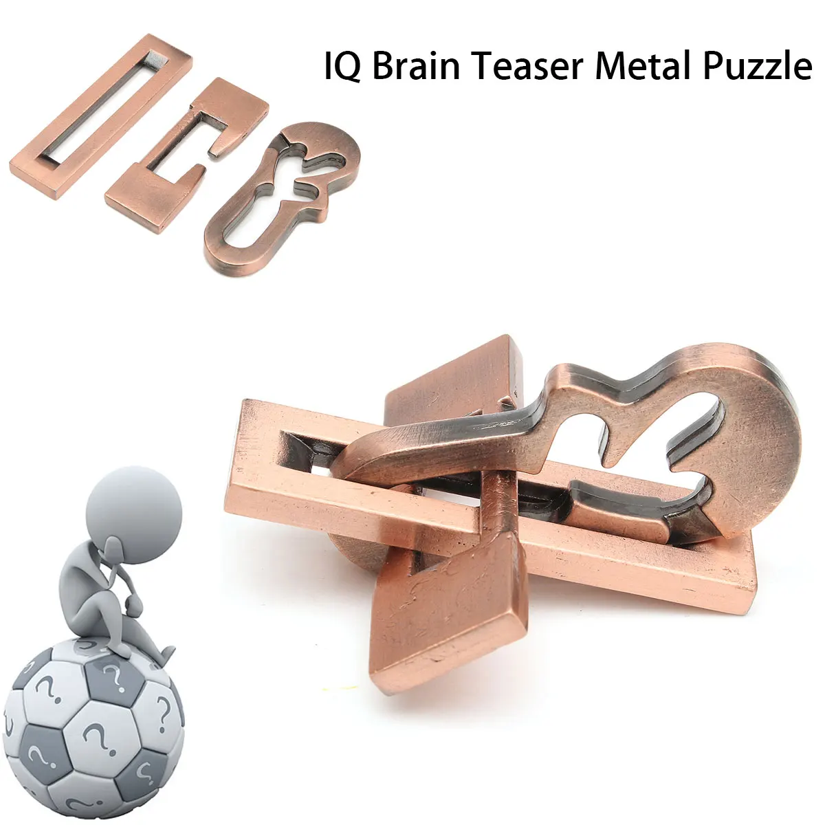 Vintage Metal Puzzle IQ Mind Brain Teaser Educational Toy Gift For