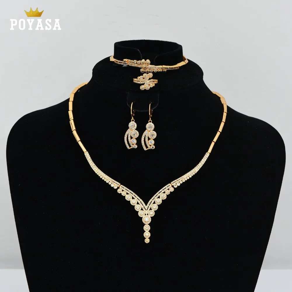 Ювелирные изделия из золота из Дубаи наборы для женщин модное ожерелье Ювелирные наборы Свадебные золотые ювелирные наборы