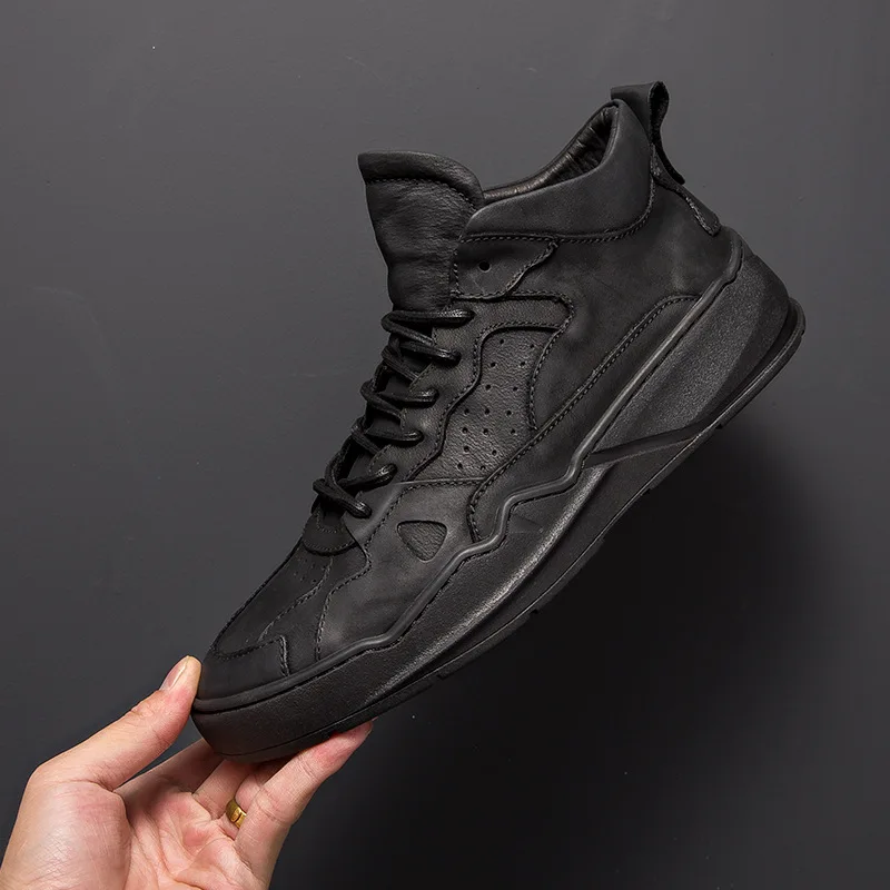 

Genuine Leather men's high-top shoes Korean all-match cowhide casual shoes autumn winter men designer sneakers casual shoes male