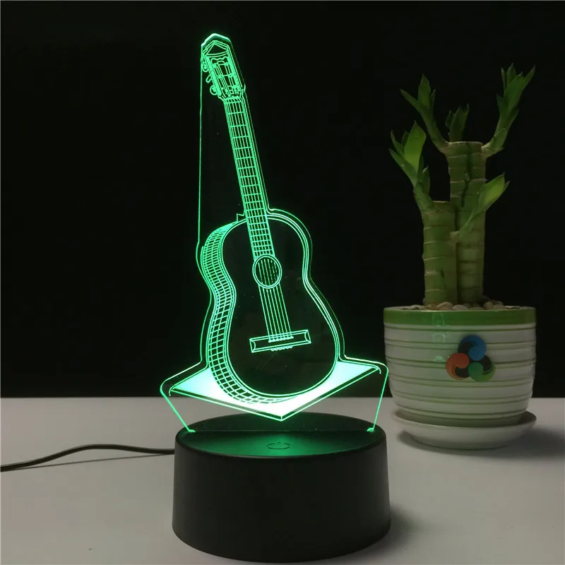 Гитара 3d настольная лампа Рождественский подарок 3D Ночник светильник Deco Enfant Chambre