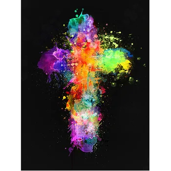 

5D DIY Square Diamond Mosaic Diamond Embroidery Colour Christian Cross Jesus Christ Mbroidered Cross Stitch Home Decoration Gift