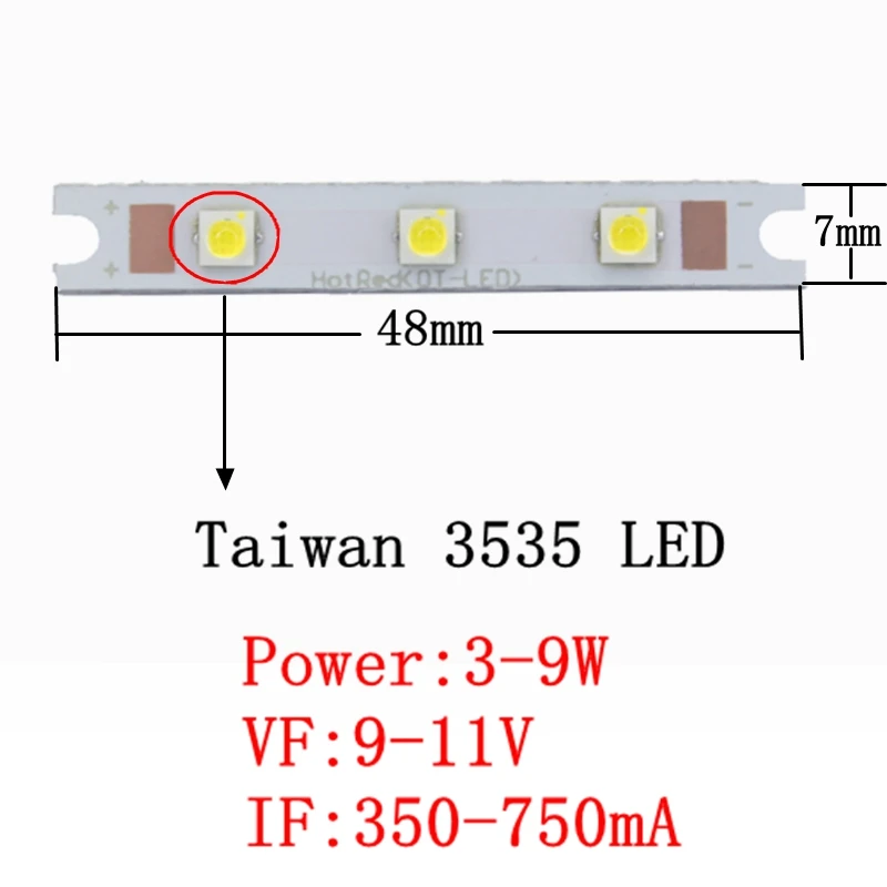 

10pcs 3W-9W 3535 rectangle COB strip LED light source chip on board 48x7mm COB bar for wall lamps table lantern car lights DIY