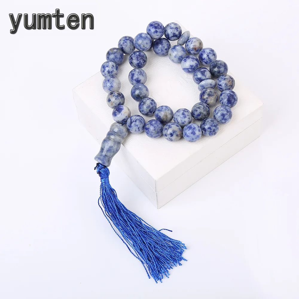 Yumten Blue veinstone Мусульманские Четки Молитва ислам Tespih 33 Tibetaanse натуральный камень 10