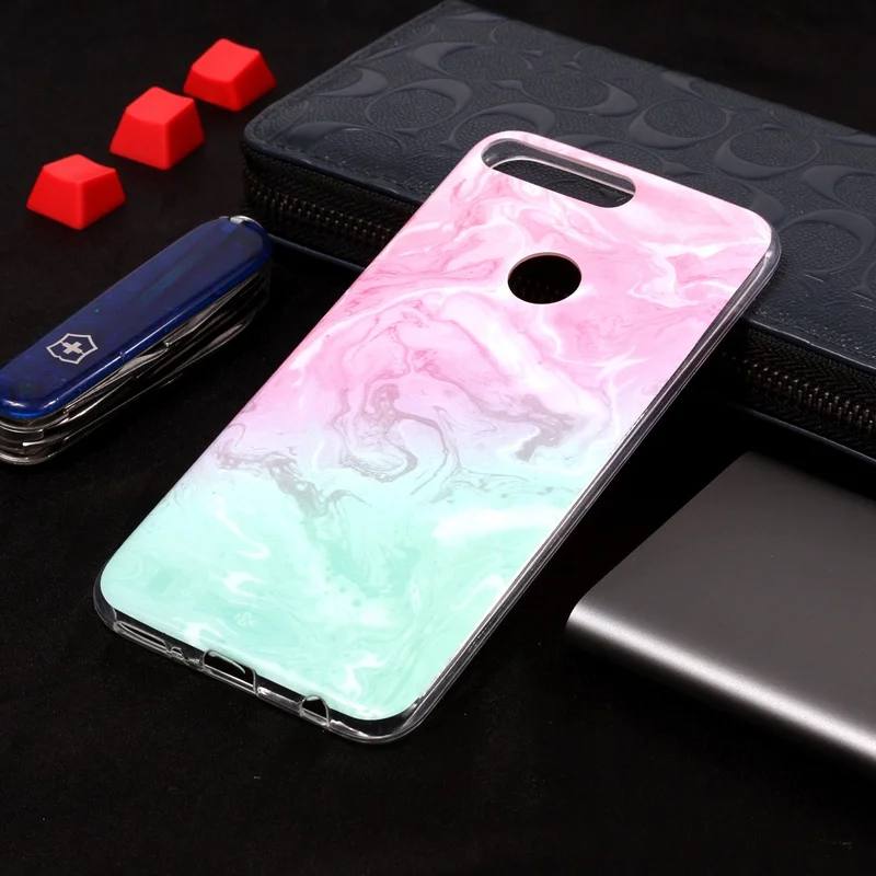 YSW для Huawei Y7 Prime 2018 чехол мраморный камень мягкий силиконовый Мобильный телефон