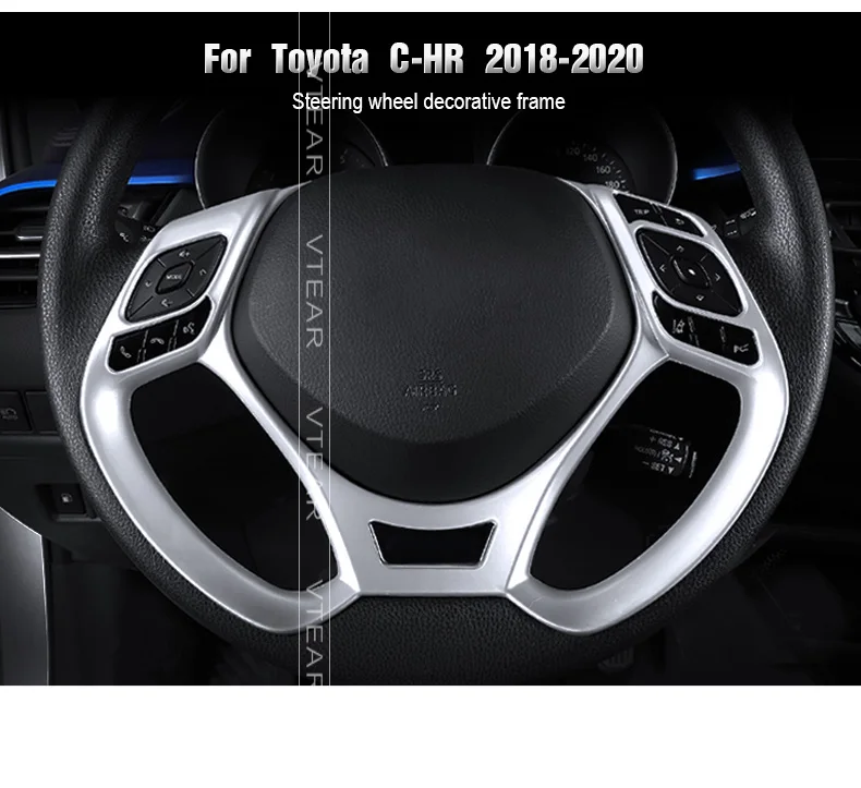 Vtear для Toyota C-HR CHR chrom кнопка на рулевое колесо Панель рамка крышка Накладка наклейка интерьерные молдинги аксессуары