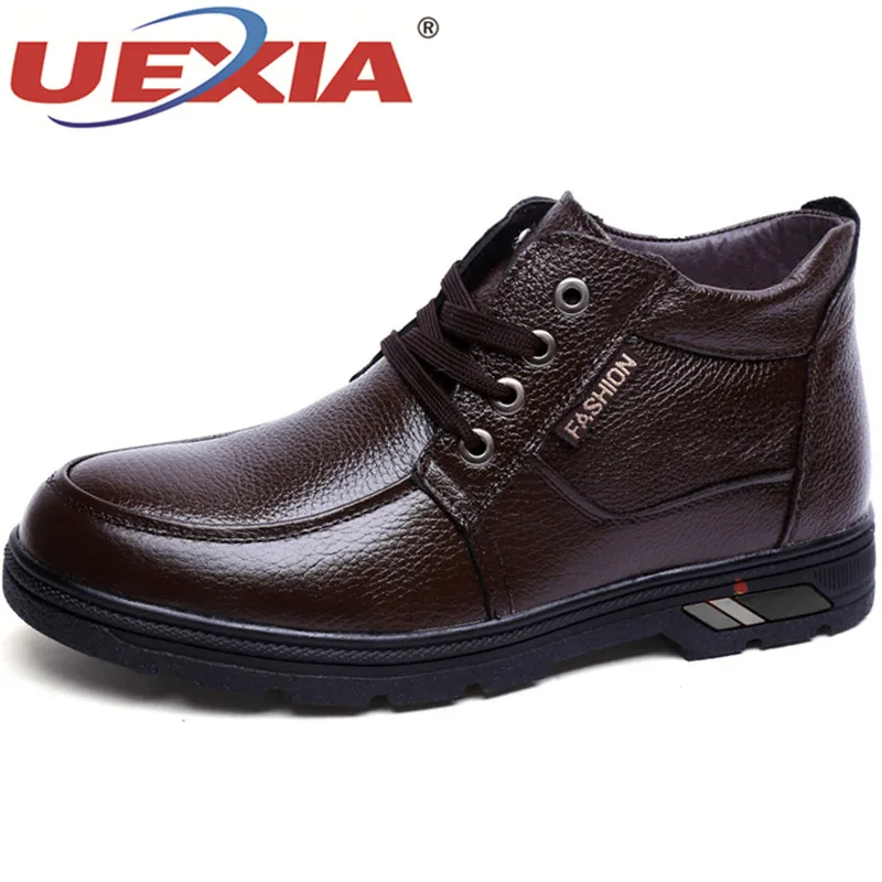 

UEXIA Leather Men Boots Autumn Winter Ankle Boots Fashion Footwear Lace Up Black Shoes for Men High Quality Vintage Men's Shoes