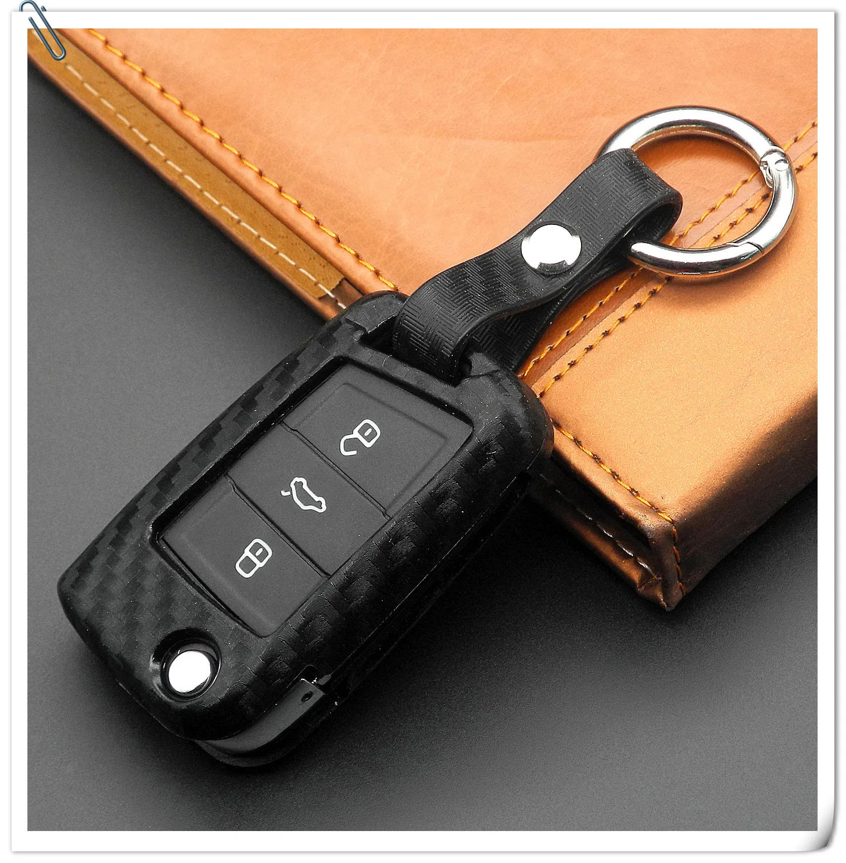 Keyforkess 10X Cover portachiavi in Silicone in fibra di carbonio per VW Polo Golf 7 Tiguan Skoda Octavia Kodiaq Karoq SEAT Ateca Leon Ibiza - HTB1ecHjKv1TBuNjy0Fjq6yjyXXaN