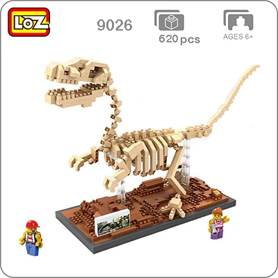 LOZ Юрского периода тираннозавр Плезиозавр ископаемые динозавра Скелет 3D модель маленькие блоки Алмаз Мини строительные игрушки без коробки - Цвет: Raptors