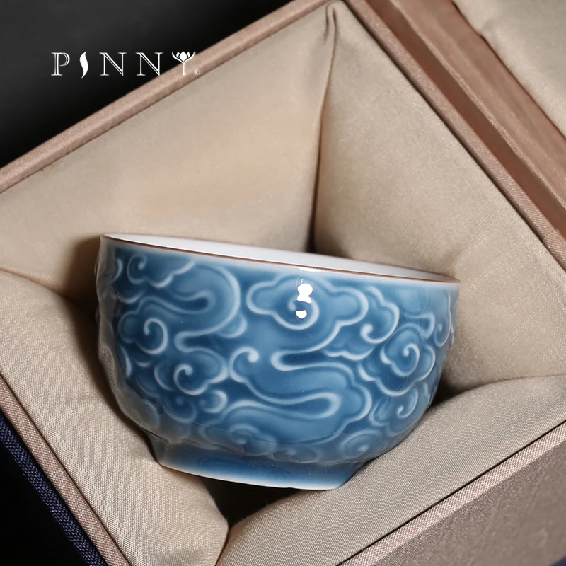 PINNY 90 мл керамическая рельефная облако мастер чашка Китайские Кунг Фу фарфоровые чайные чашки ручной работы пигментированная чайная чаша Chinaware