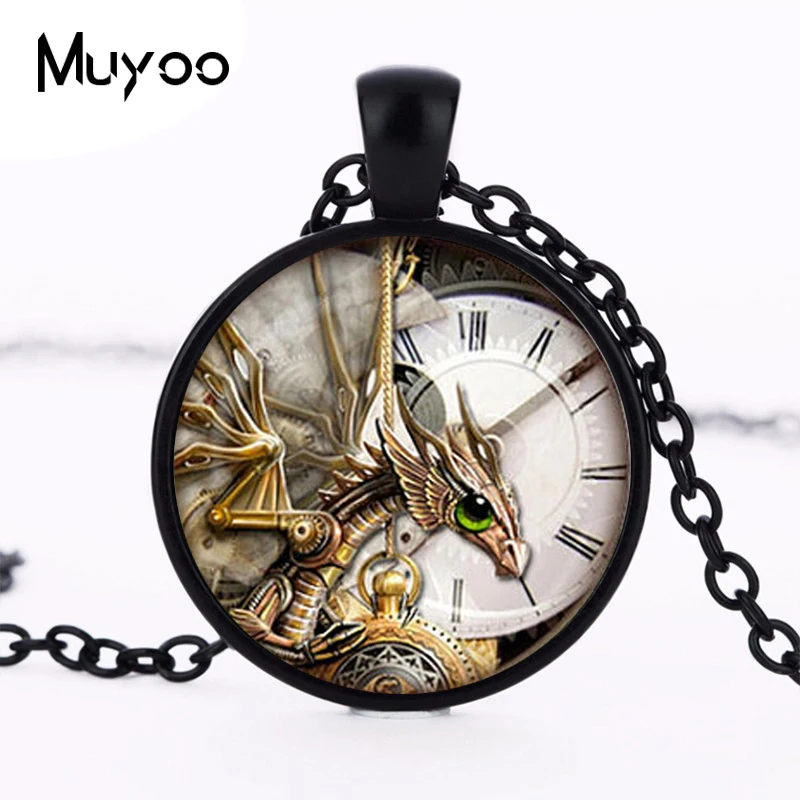 

2017 new hot Fine Jewelry Steampunk clock pendant Clock Quarts Necklace Dinosaur pendant Steam punk accessories HZ1