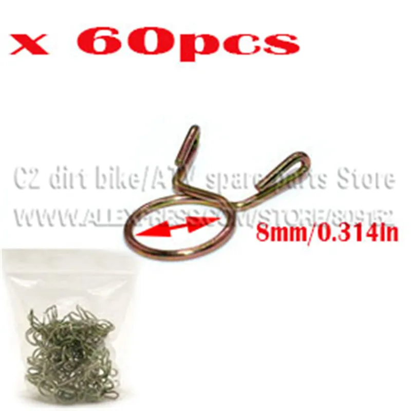 60pcs Fuel Line Hose Tubing Spring Clip Clamp 8mm Or 9mm For Motorcycle