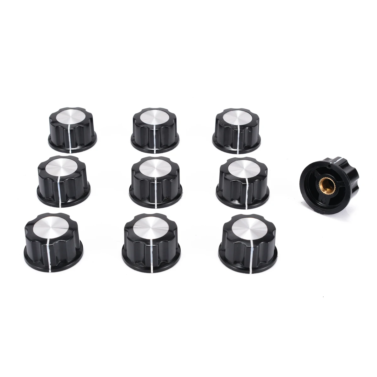 10Pcs/Lot Electronic Instrument Rotary Knob Top Rotary Control Turning Knob for Hole 6mm Dia. Shaft Potentiometer Knob Cap