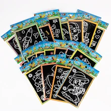 6 шт., 13x9,5 см, поделки, выскабливание, книга для рисования, две стороны, использование, раскраска, граффити, карта, бумага, детская живопись, обучение царапинам, книга