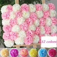 25 шт./лот, шелковые искусственные цветы гортензии в виде хризантемы, украшения для свадьбы, вечерние украшения для дома, отеля, 12 цветов