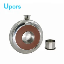 UPORS Kişiselleştirilmiş 5 oz 304 Paslanmaz Çelik Cep şise takımı Alkol Likör Viski şarap şişesi Deri Bardak
