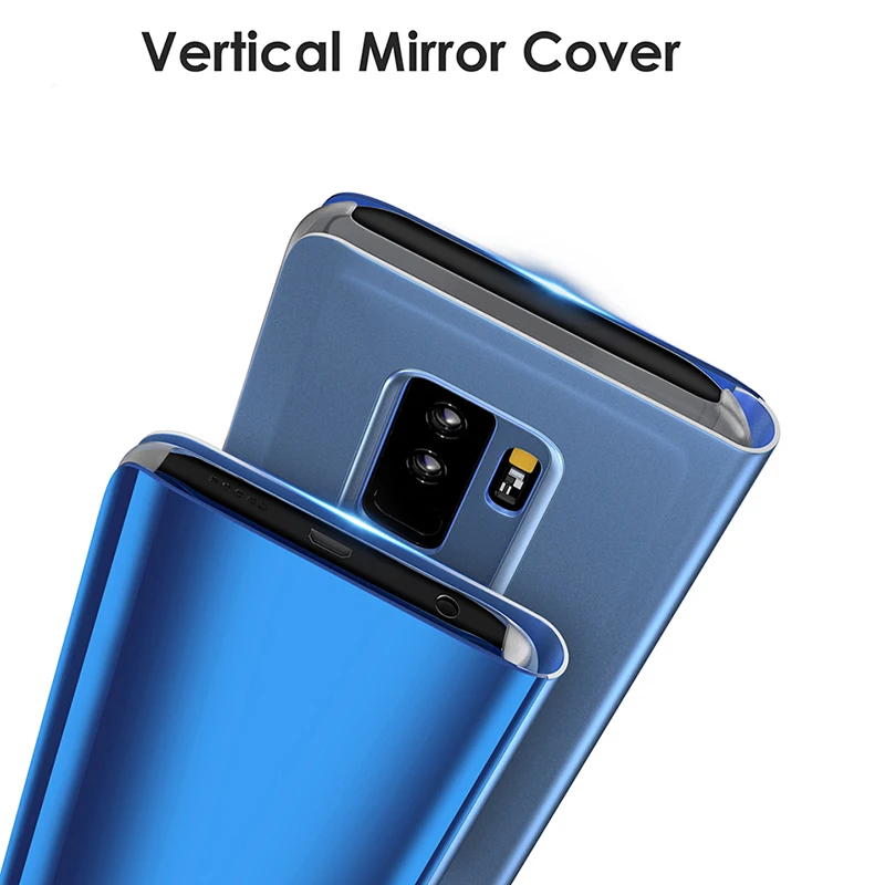 Smart Full Cover For Samsung Galaxy S8 S9 Plus S7 Edge Note 8 9 Mirror Case Flip Cover Mobile Phone Cases For iPhone 6 6S 7 8 X