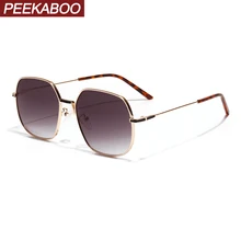 Peekaboo, черные большие солнцезащитные очки, женская мода, новинка, мужские солнцезащитные очки, Квадратная Металлическая оправа, подарочные аксессуары, лето, uv400