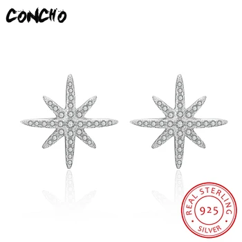 

2018 Limited Promotion Trendy Star Party Zircon Concho Jewelry 925 Sterling Stud Earrings For Women