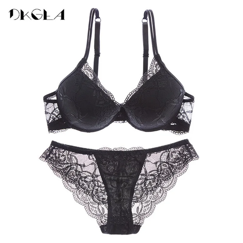 Goede Super Verzamelen Brasserie Dikke Katoenen Ondergoed Set Vrouwen Bras Zwart Sexy Beha Slipje Set Kant Lingerie Abc Cup push Up Bh Sets