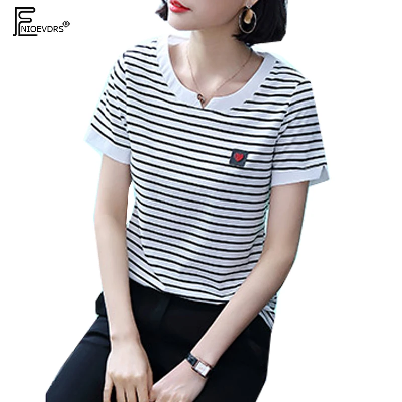 Casual T Shirts Women Fashion Summer Short Sleeve V Neck Tops Cute ...