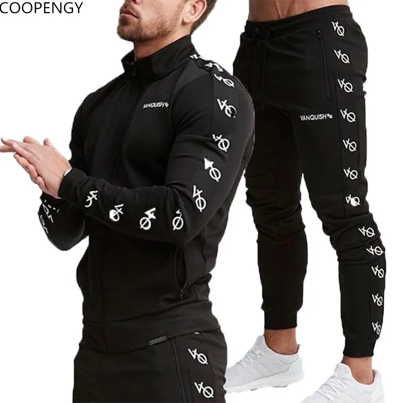 

Brand 2018 Spring Autumn Men'S Fashion Sportswear Tracksuits Sets Men's GYMS Hoodies+Pants casual Outwear