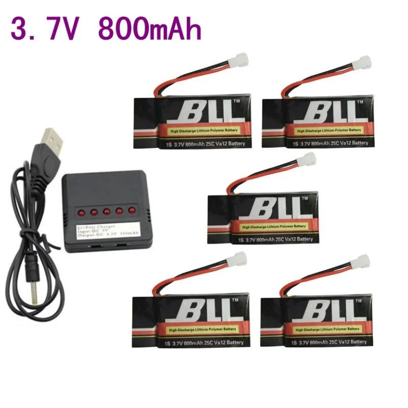 800mah Battery * 5pcs + Usb Charger For Syma X5c X5sc X5sw V931 H5c Cx