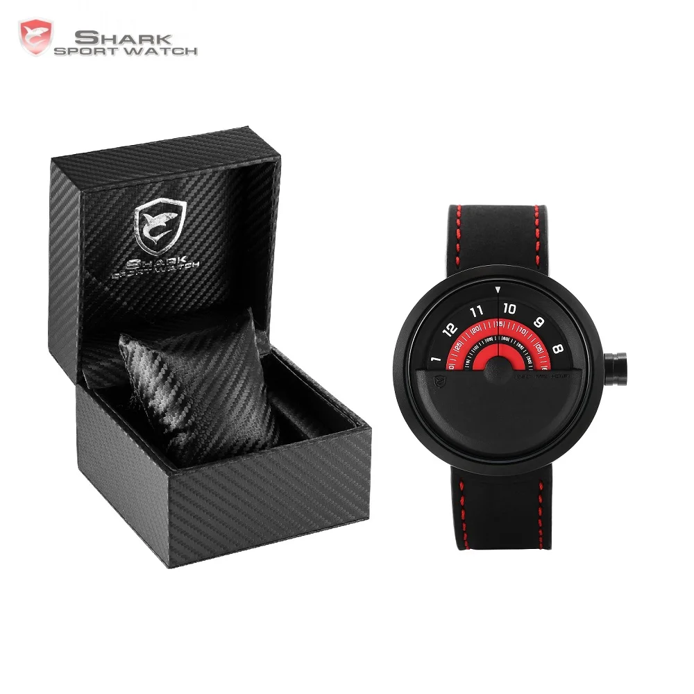 

Luxury Leather Box Bonnethead Shark Sport Watch New Turntable Dial Quartz Crazy Horse Leather Design Men Wrist Watches/SH421-425