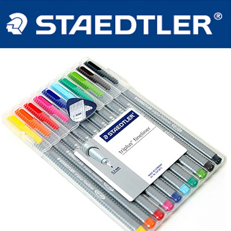 Набор ручек для рисования Staedtler 334SB Triplus Fineliner 0 3 мм 10 цветов графический дизайн