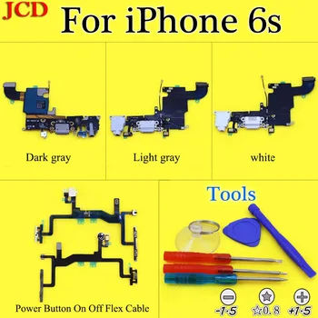 

JCD New Charging Flex Cable For iPhone 6S USB Charger Port Dock Connector With Mic Volume Button Power Switch On Off Button Key