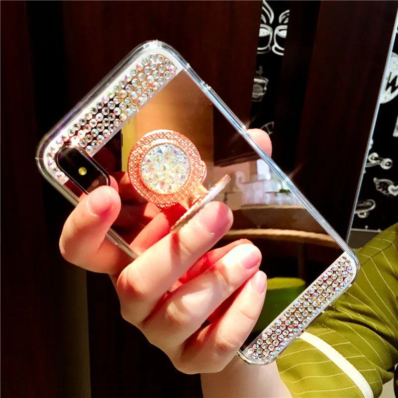 Luxury Brand Mirror For Samsung S10 S8 S9 Case S10e Glitter Diamond Jewelled Funda Back Cover For Samsung S7 Edge 9 Plus