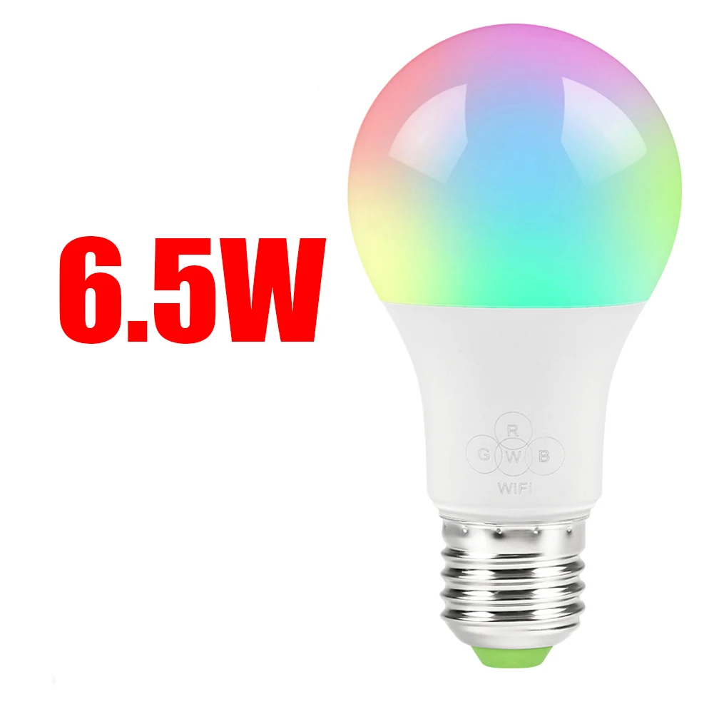 E27 смарт-лампочка WiFi 4,5 W светодиоидная лампа с регулируемой яркостью светодиодный лампочка работает с Alexa Google Home многоцветный Wake-Up APP дистанционного Управление - Комплект: 6.5W