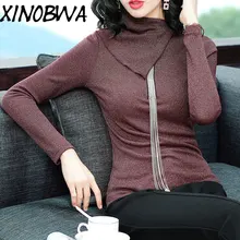 Европа Новинка Осень Женская высокая уличная мода Свободный бант воротник металлическая цепь футболка Топы женские элегантные индивидуальные рубашки хит