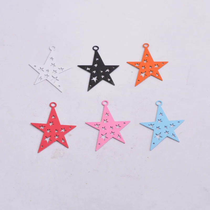 50 шт. AC8936 23*32 мм латунь окрашенные подвески в виде звезд Черный Розовый Красный звезда серебряного цвета Подвески DIY серьги фурнитура