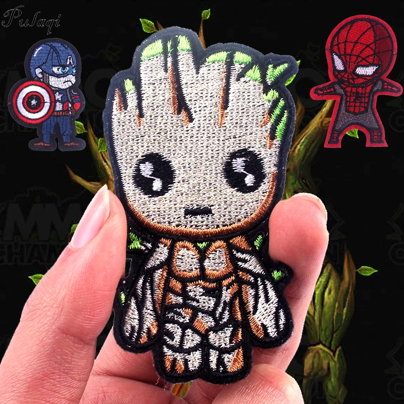 

Pulaqi Guardians Of The Galaxy Sticker Sewing Iron On Patches The Avengers Tree Man Groot For Kids DIY Clothing Decoration F