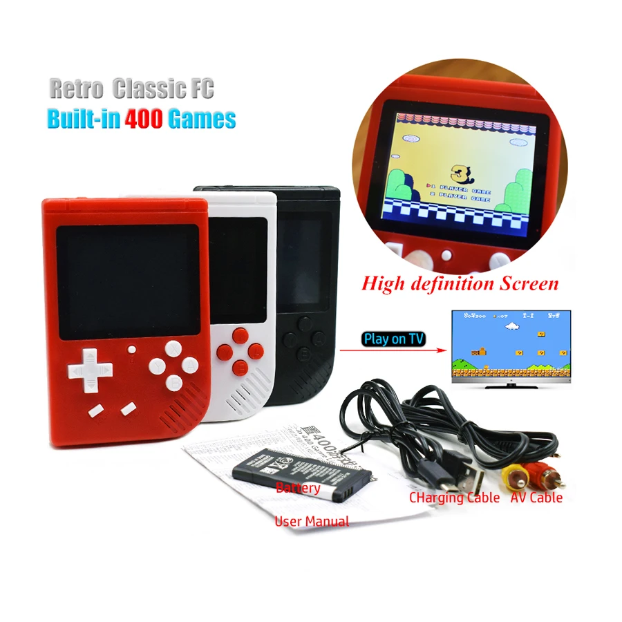 Retro Mini TV Handheld Game Player Built-in 400 Classic FC for TV Games Portable Children's Video Game Console Gift for Kids